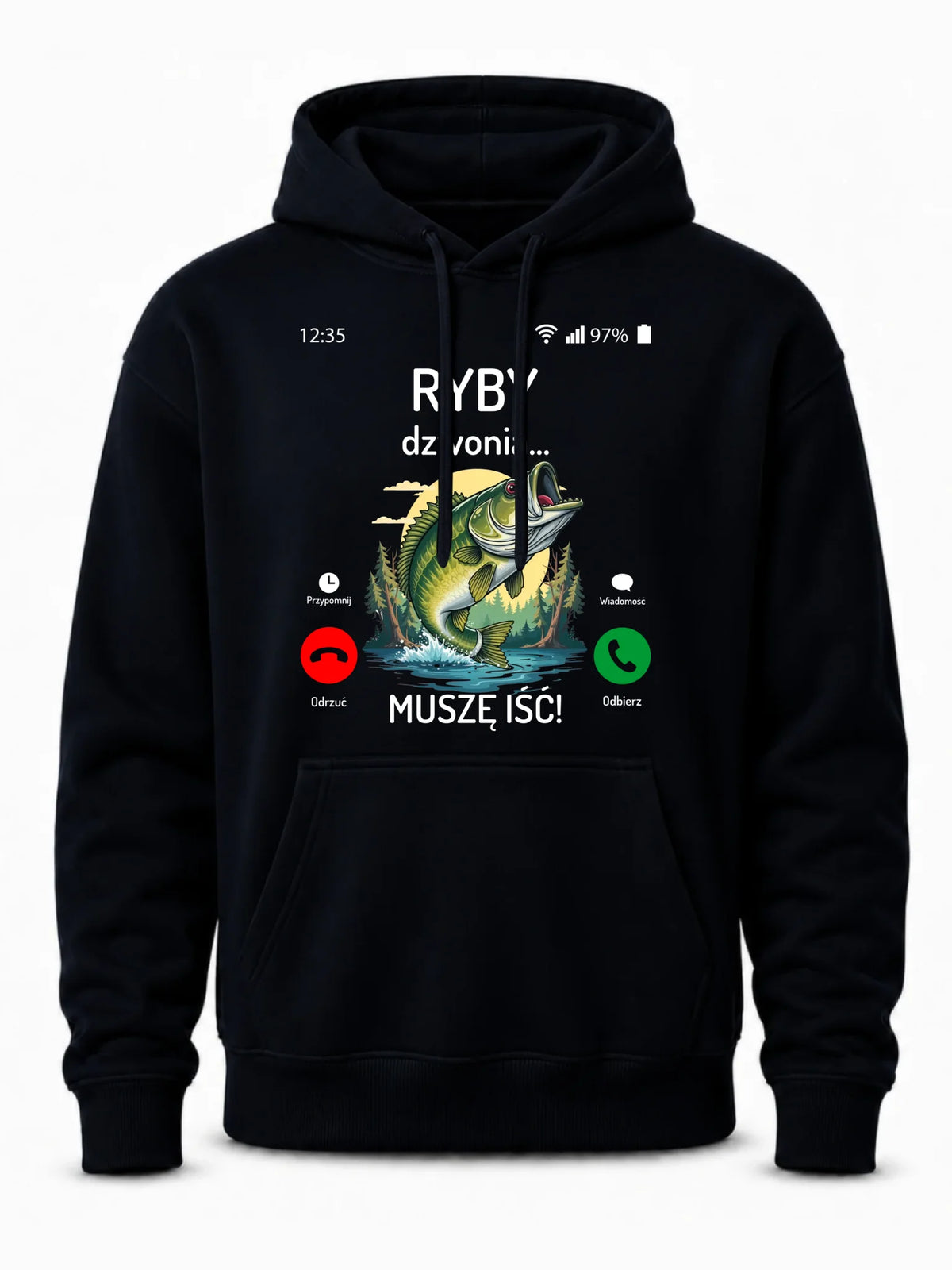 Bluza z kapturem dla dziadka wędkarza - Ryby dzwonią muszę iść D37