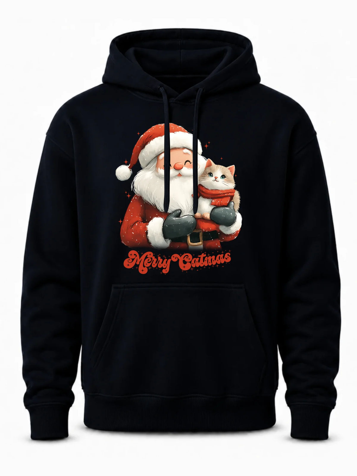 Bluza męska z kapturem świąteczna - Z kotem Merry Catmas BN38