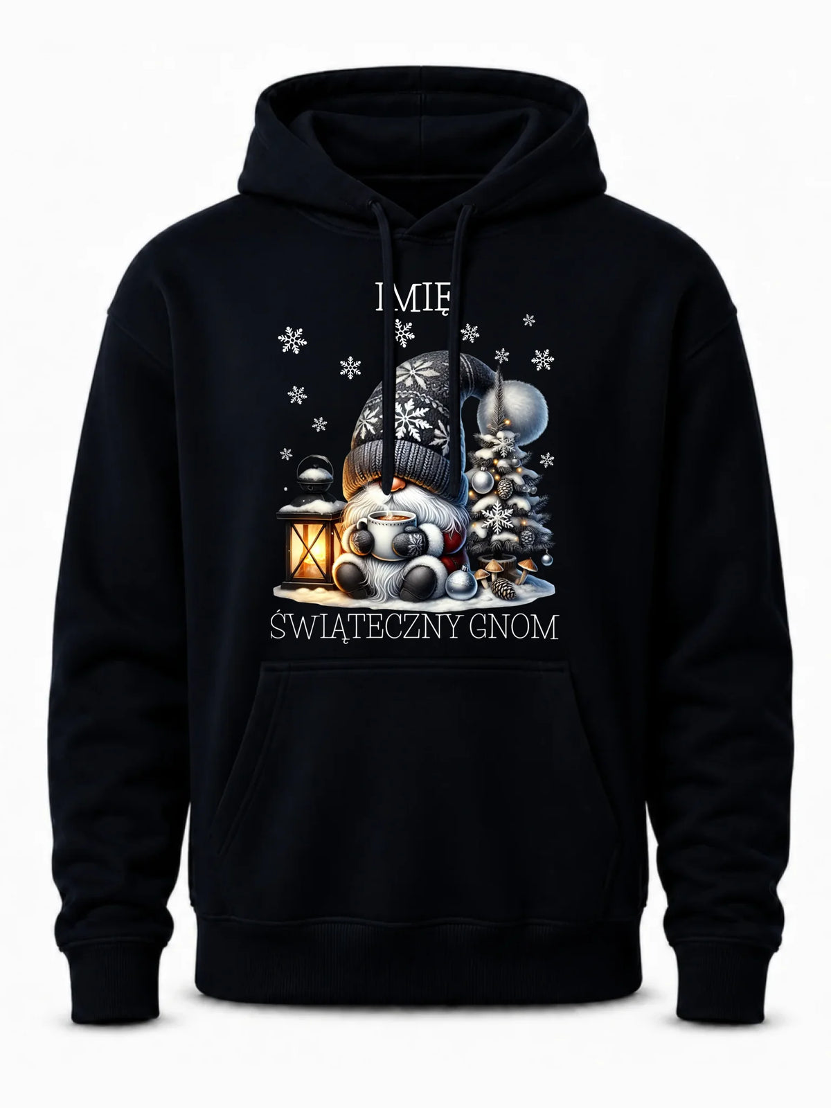 Bluza męska z kapturem świąteczna - Gnom z czekoladą - personalizowana BN41