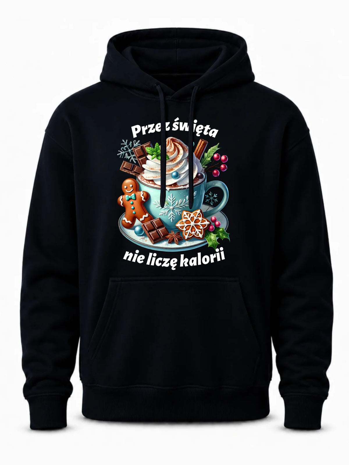 Bluza męska z kapturem świąteczna - Przez święta nie liczę kalorii BN31