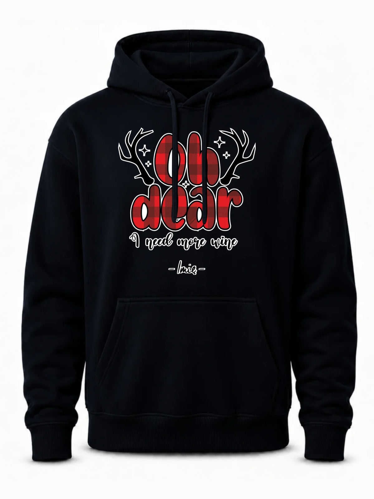 Bluza męska z kapturem świąteczna - Oh dear I need more wine - personalizowana BN63