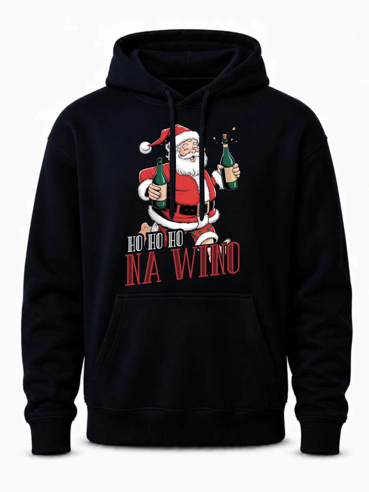 Bluza męska z kapturem świąteczna - Mikołaj Ho ho ho na wino BN61