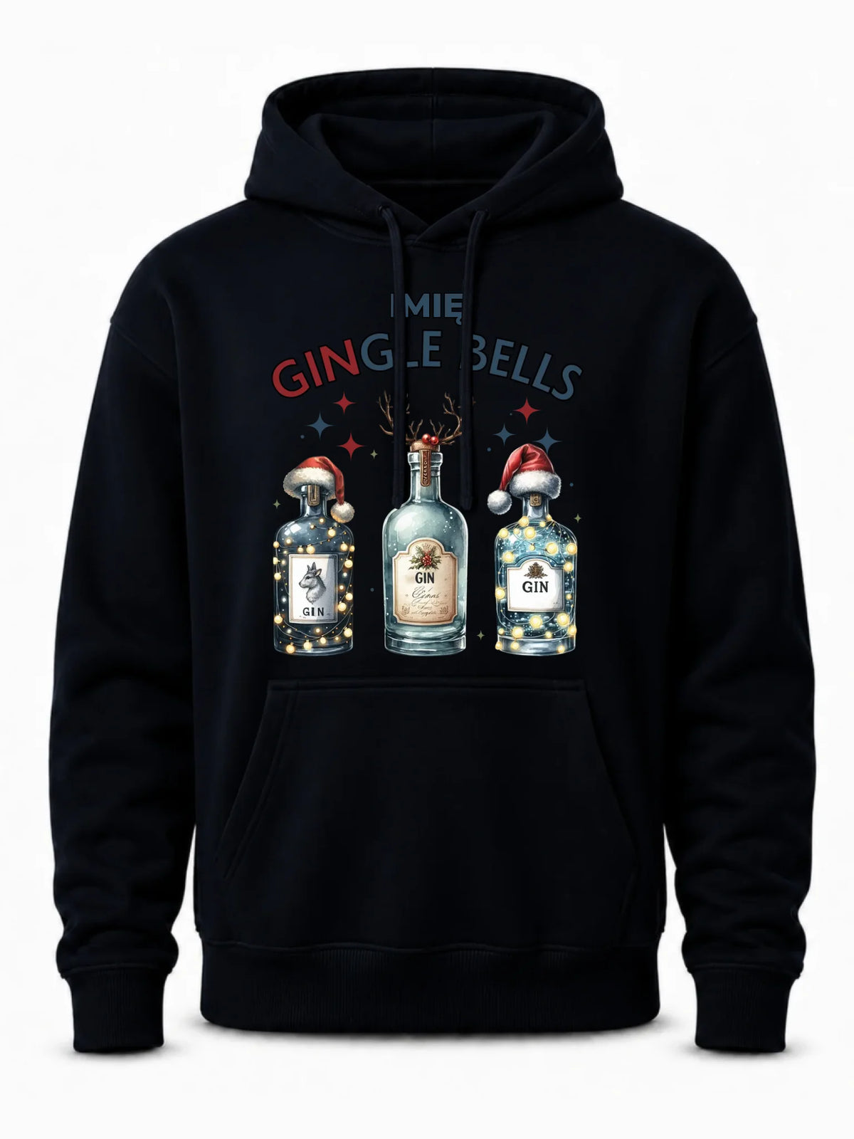 Bluza męska z kapturem świąteczna - Gin Gingle bells - personalizowana BN68