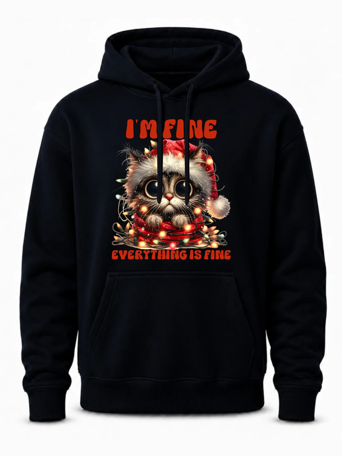 Bluza męska z kapturem świąteczna - Kotek I'm fine everything is fine BN67