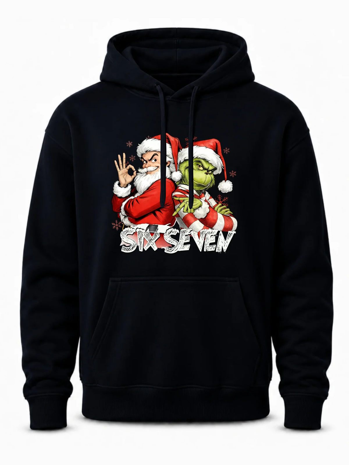 Bluza męska z kapturem świąteczna - Mikołaj i Grinch six seven 67 BN148