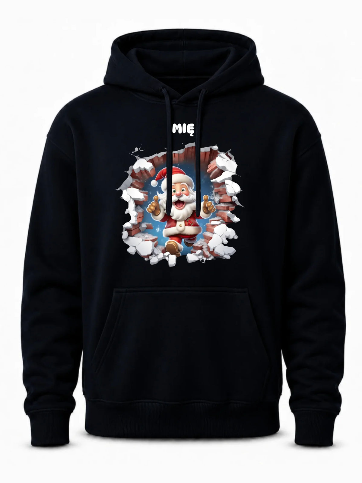 Bluza męska z kapturem świąteczna - Mikołaj 3D - personalizowana BN83