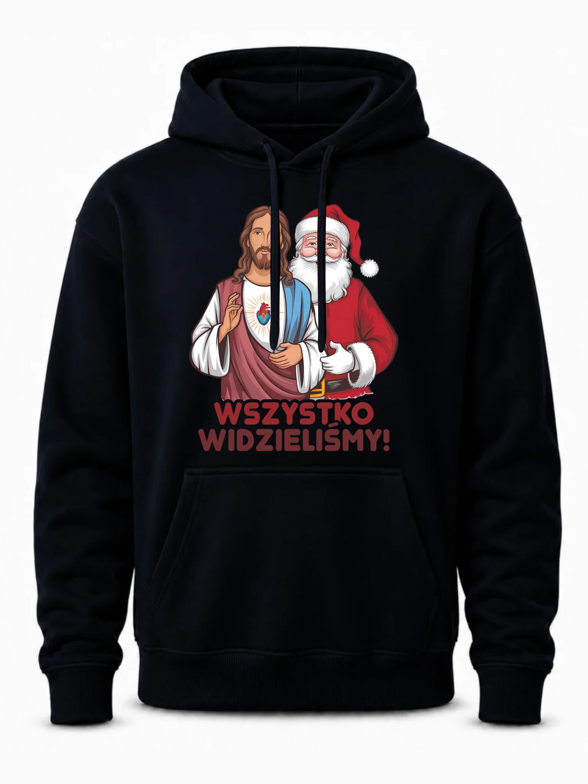 Bluza męska z kapturem świąteczna - Jezus i Mikołaj Wszystko widzieliśmy BN89