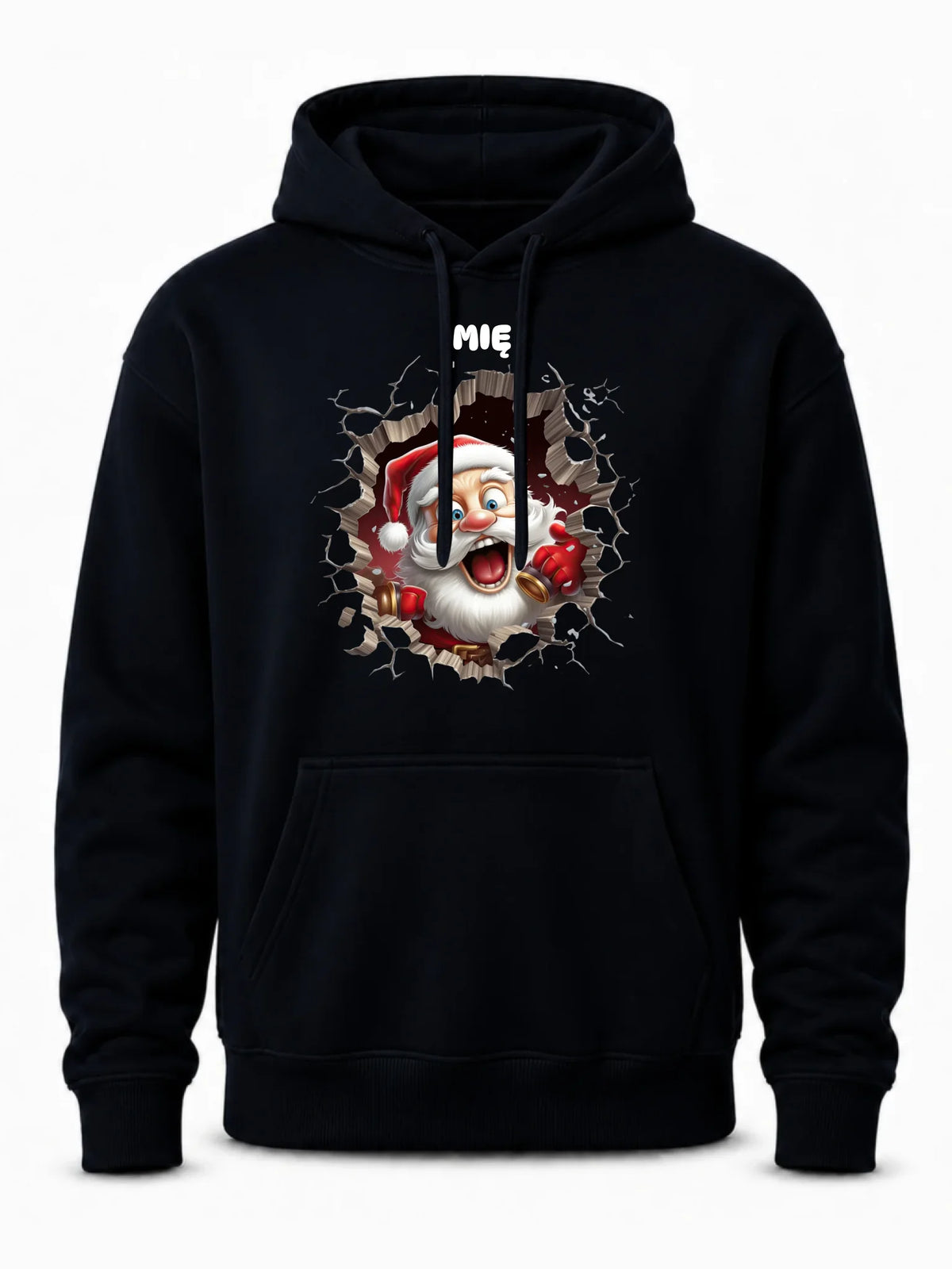 Bluza męska z kapturem świąteczna - Mikołaj 3D - personalizowana BN85