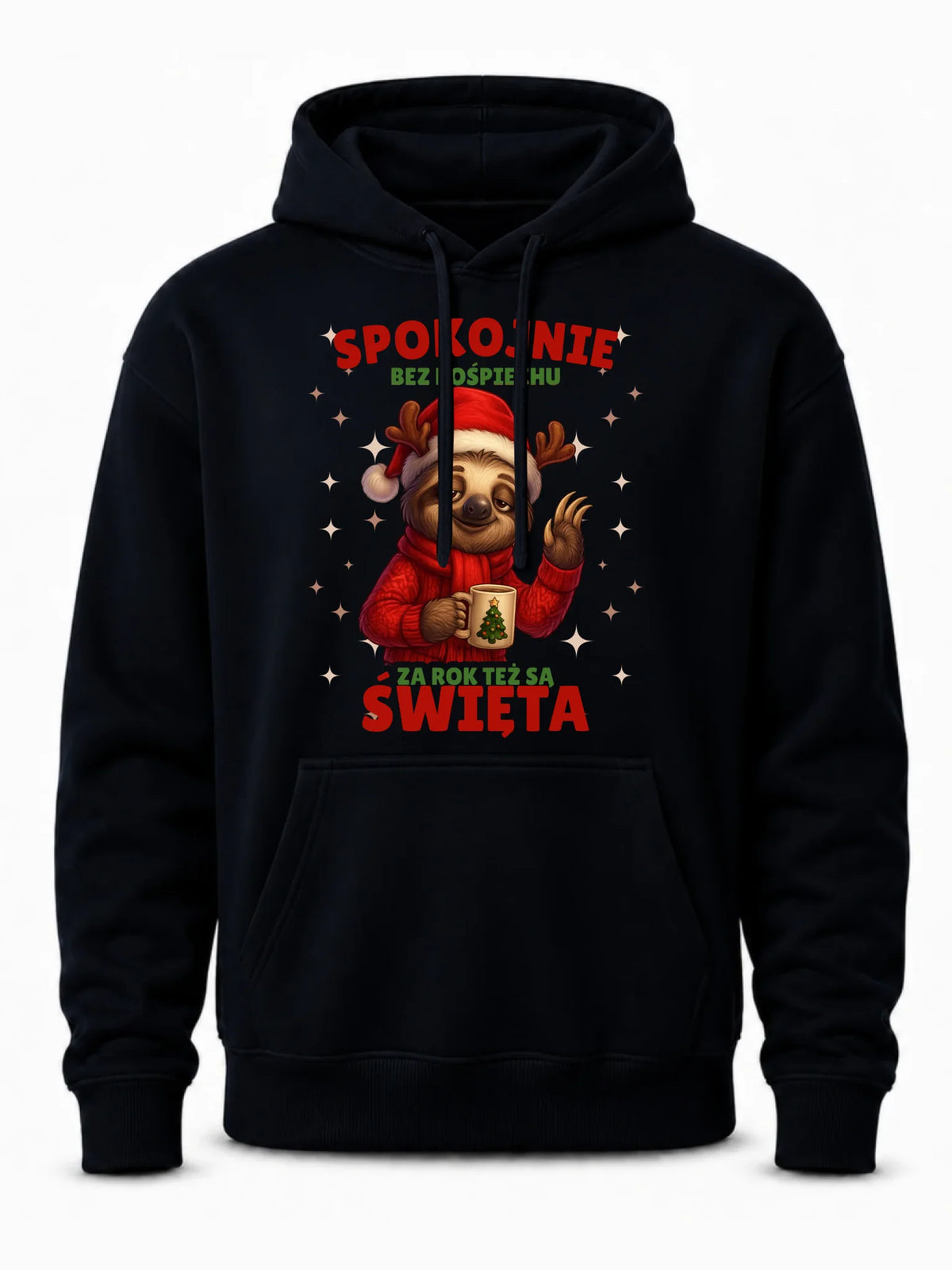 Bluza męska z kapturem świąteczna - Leniwiec Za rok też są święta BN92