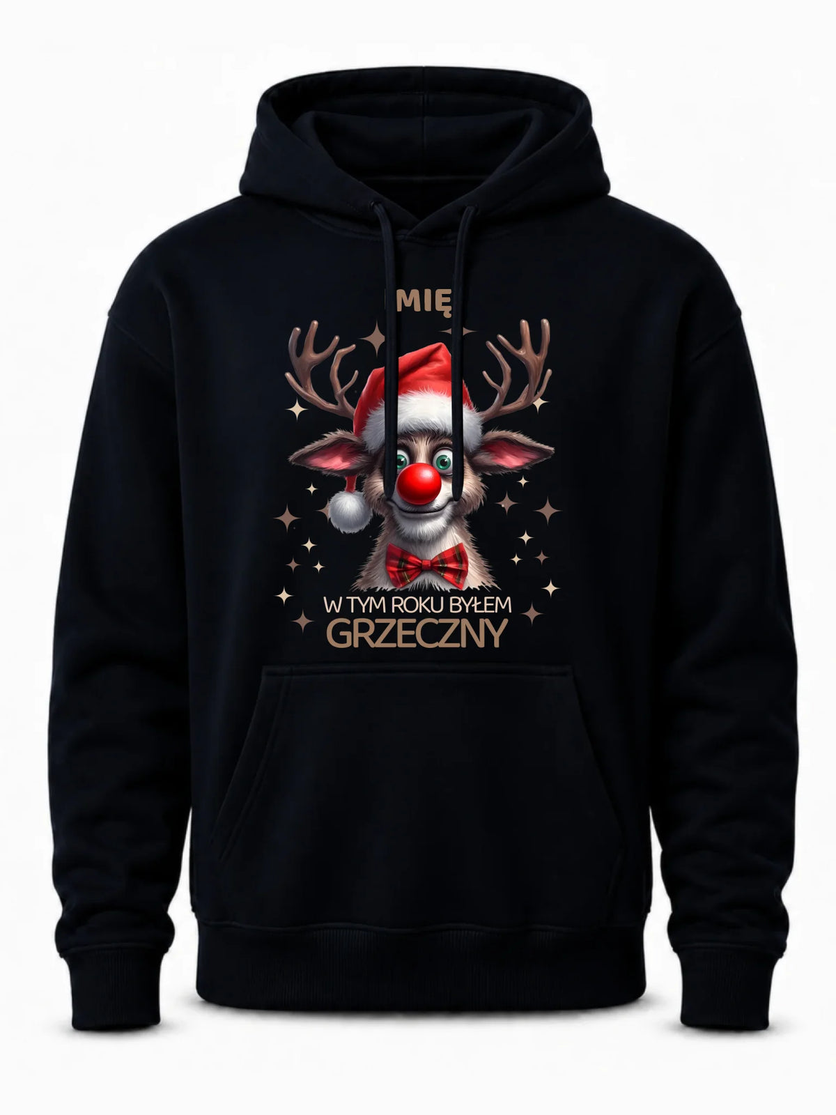 Bluza męska z kapturem świąteczna - Renifer W tym roku byłem grzeczny - personalizowana BN96