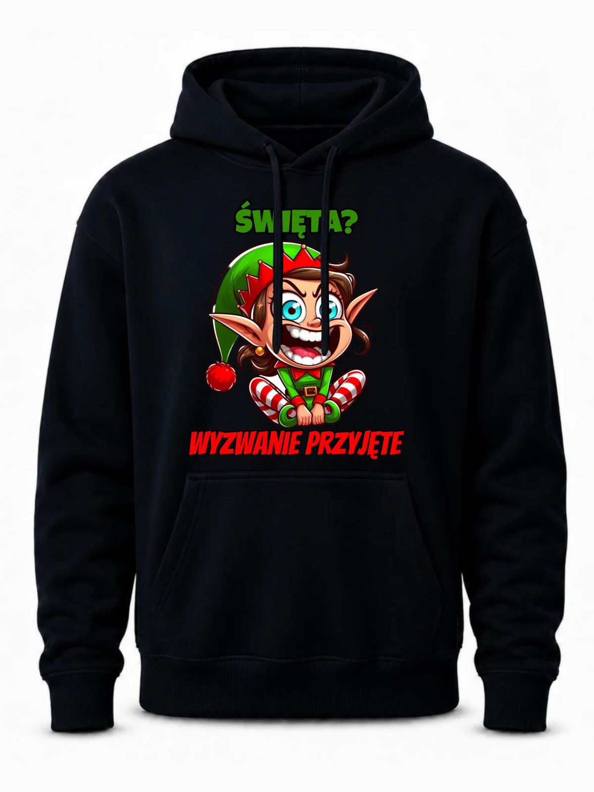 Bluza męska z kapturem świąteczna - Skrzat Wyzwanie przyjęte BN100