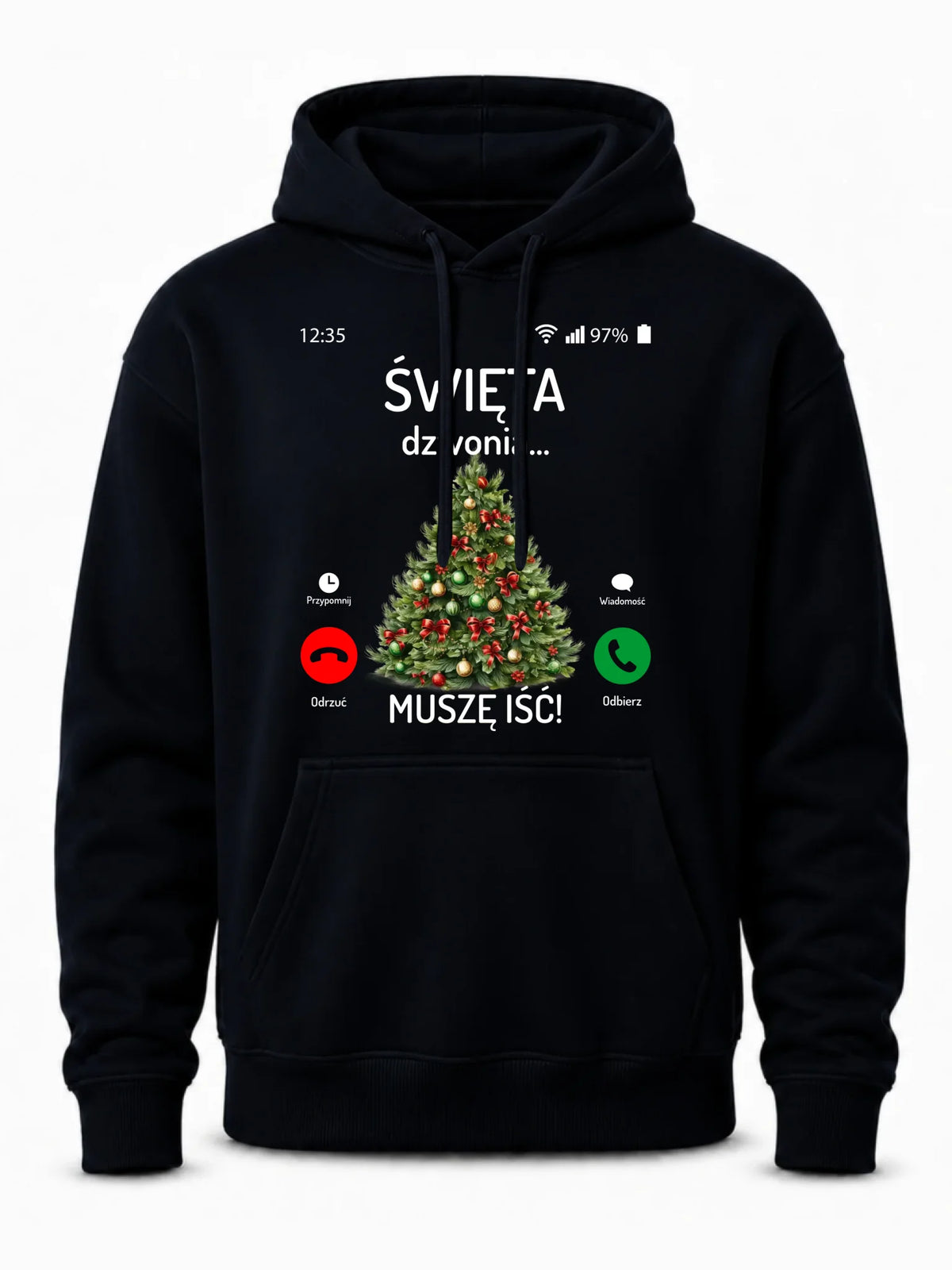 Bluza męska z kapturem świąteczna - Choinka Święta dzwonią muszę iść BN124