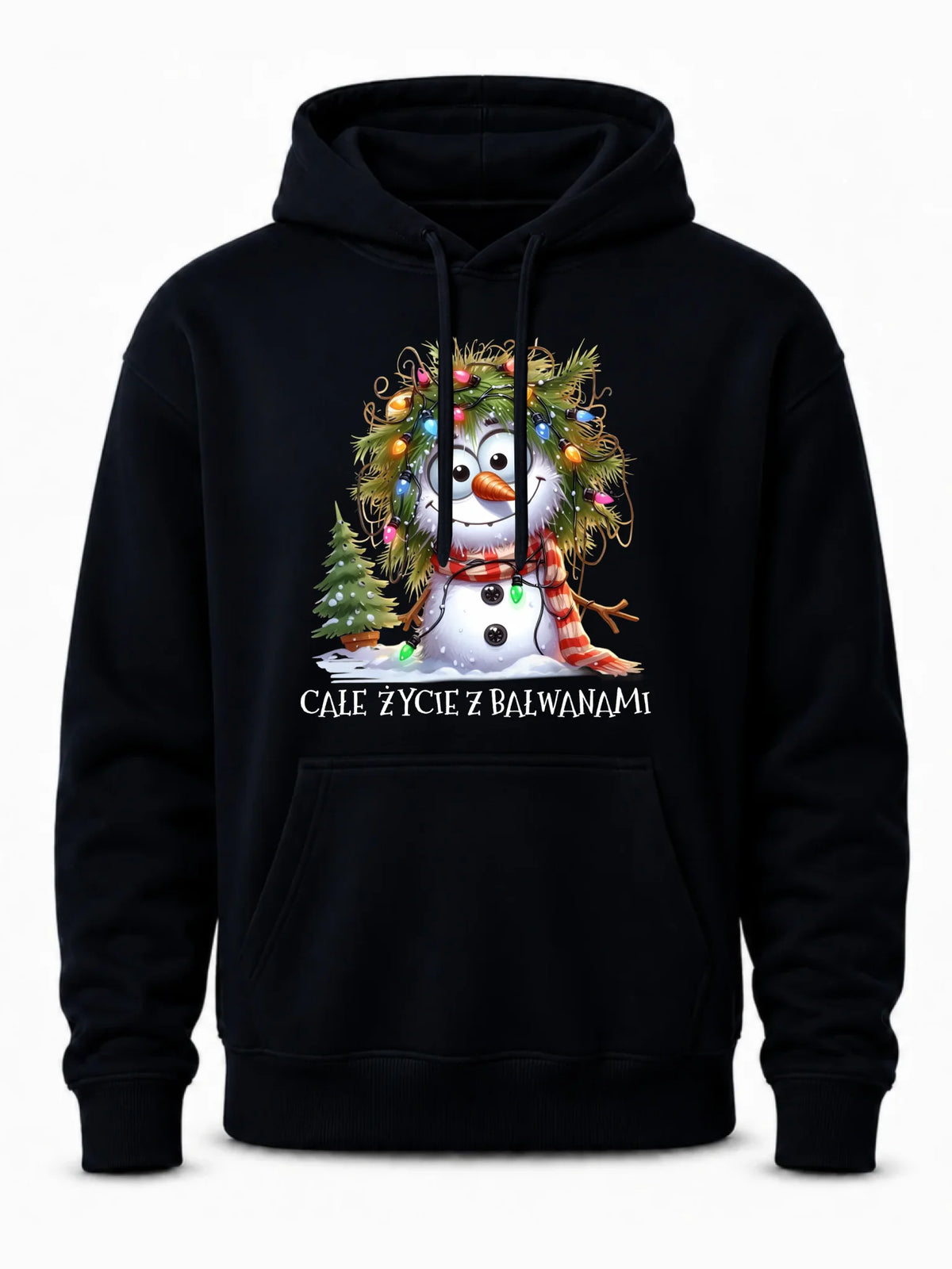 Bluza męska z kapturem świąteczna - Całe życie z bałwanami BN125