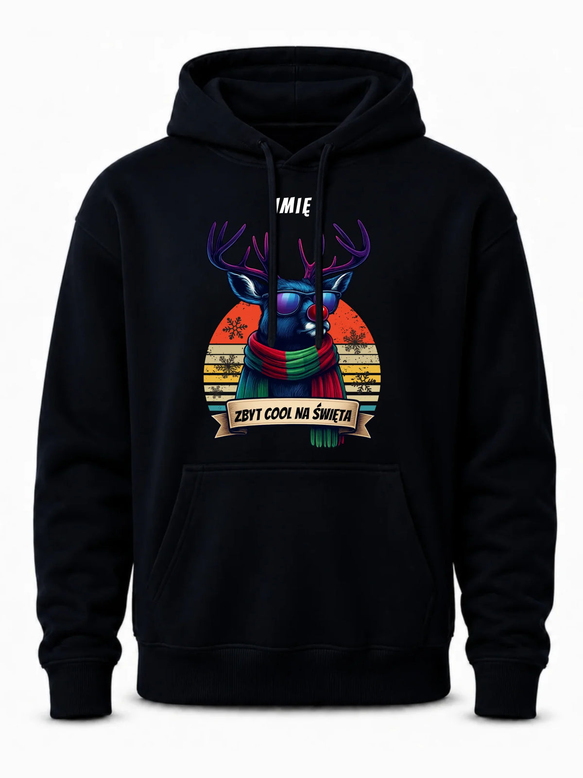 Bluza męska z kapturem świąteczna z reniferem - Zbyt cool na święta - personalizowana BN128