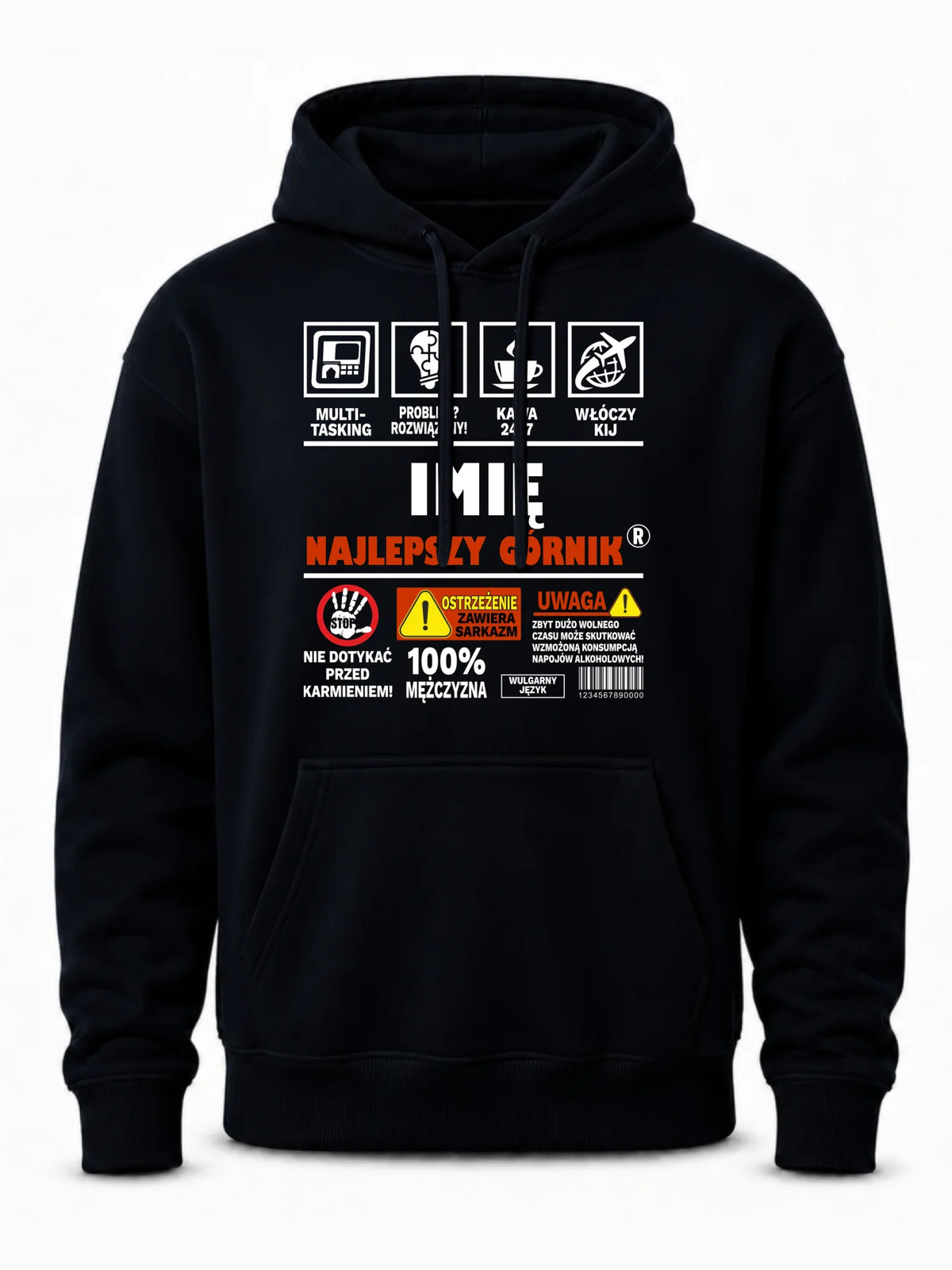 Bluza męska z kapturem - prezent dla górnika - Najlepszy górnik 24/7 - personalizowana G11