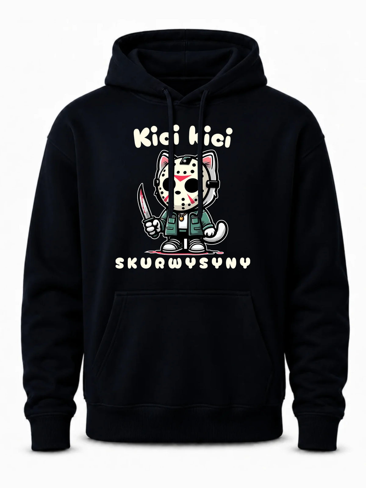 Bluza męska z kapturem na Halloween - Kici kici sk*rwysyny - bez cenzury HL28