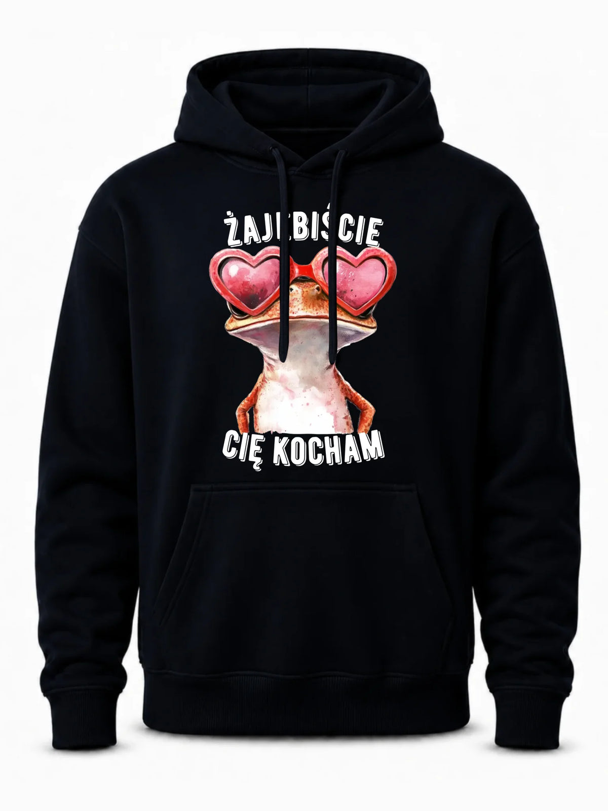 Bluza męska z kapturem dla par - Żajebiście Cię Kocham Żaba W17