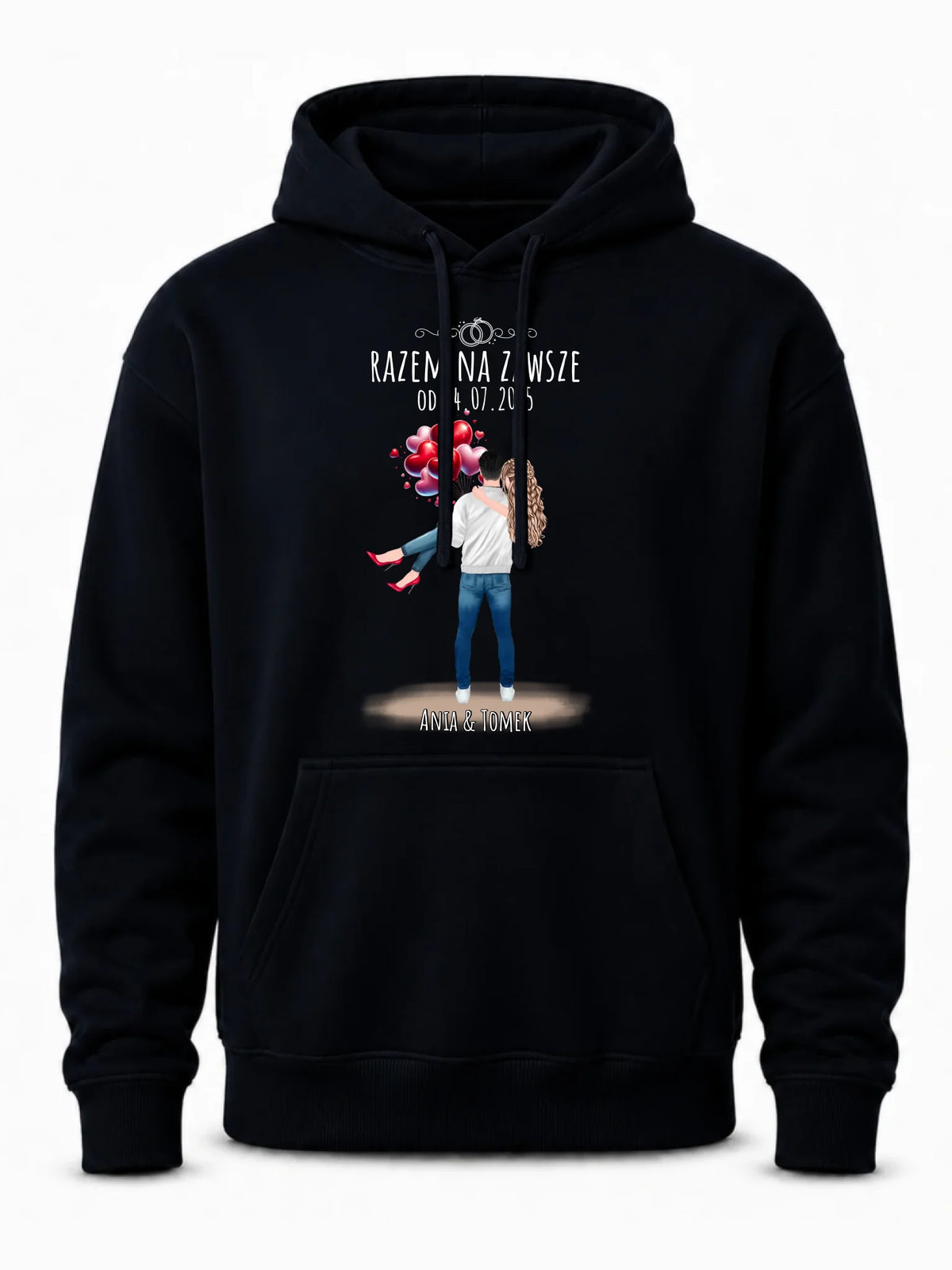 Bluza męska z kapturem dla par na rocznicę - Razem na zawsze - personalizowana W14