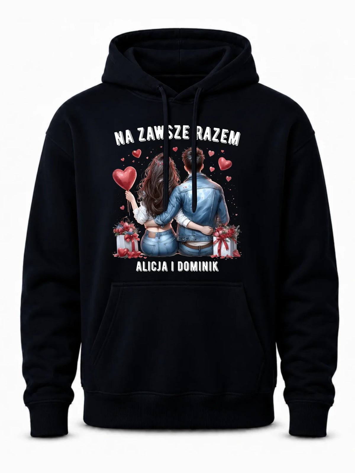 Bluza męska z kapturem dla par - Na zawsze razem - personalizowana W07