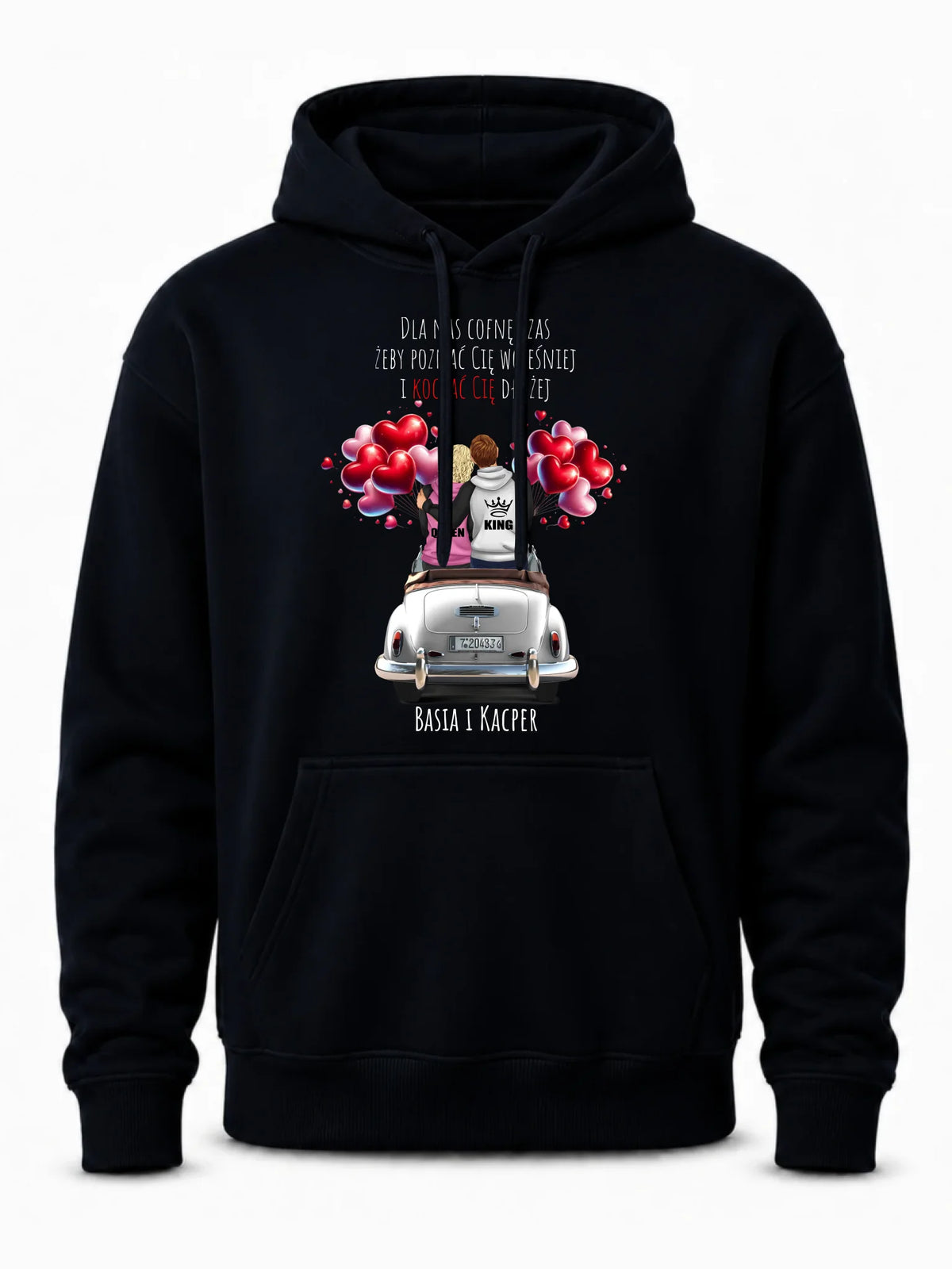 Bluza męska z kapturem dla par - Dla nas cofnę czas - personalizowana W08