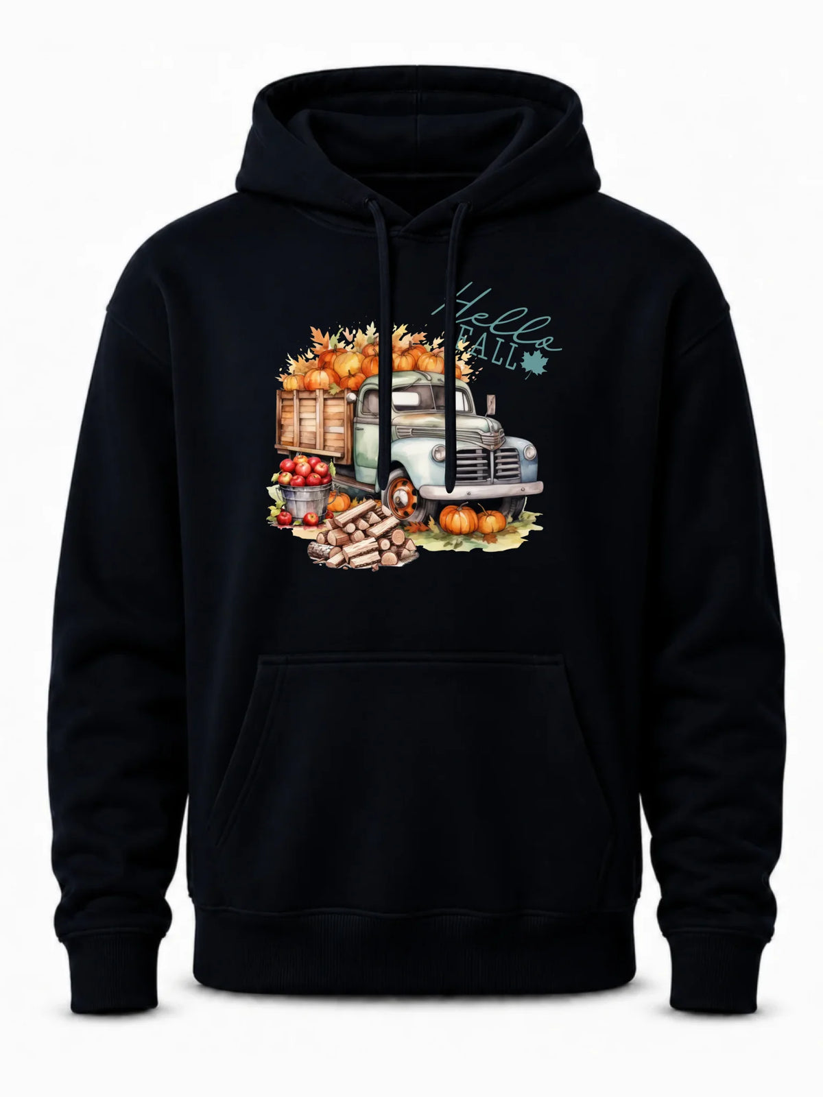 Bluza męska z kapturem jesienna – Hello Fall ciężarówka z dyniami JS08