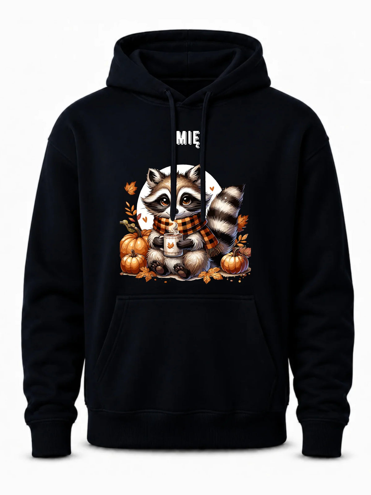 Bluza męska z kapturem jesienna – Szop z kawą i dyniami - personalizowana JS16