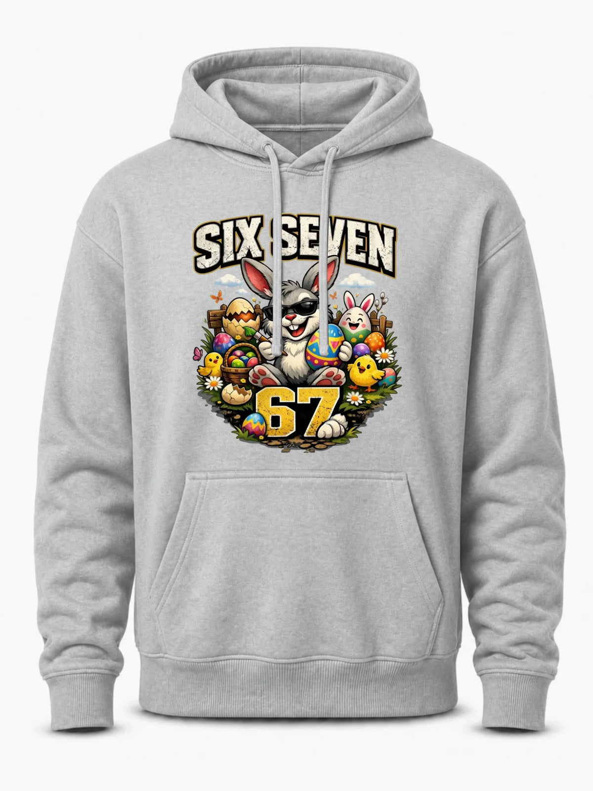 Bluza męska z kapturem wielkanocna - Zając Six Seven 67 WN10