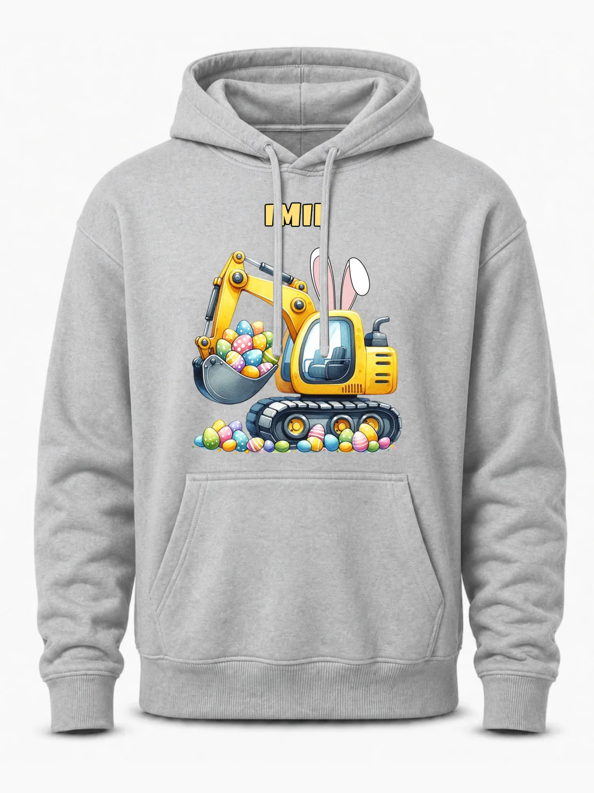 Bluza męska z kapturem na Wielkanoc - Koparka z pisankami - personalizowana WN17