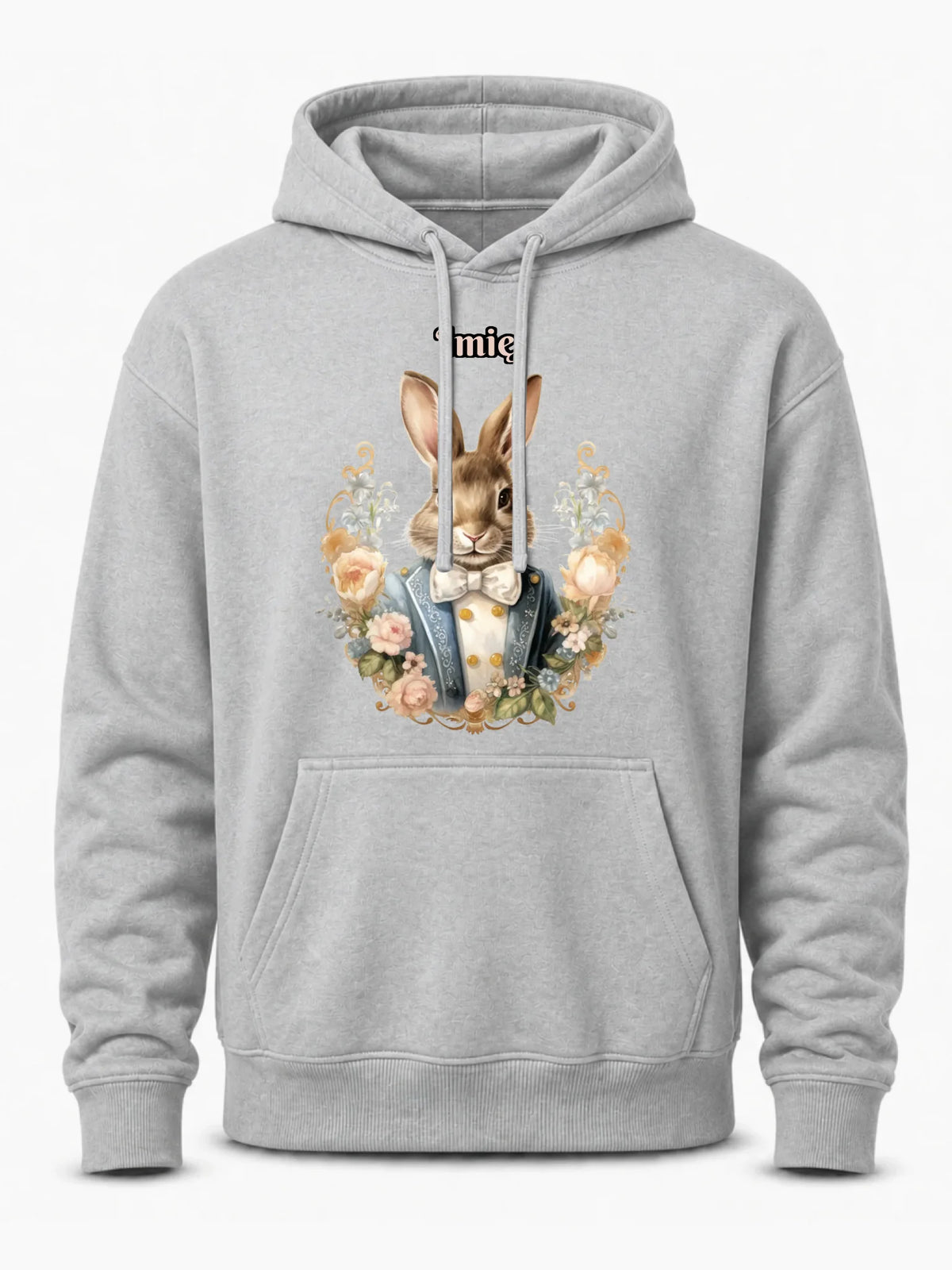 Bluza męska z kapturem na Wielkanoc - Elegancki Pan Zając - personalizowana WN06