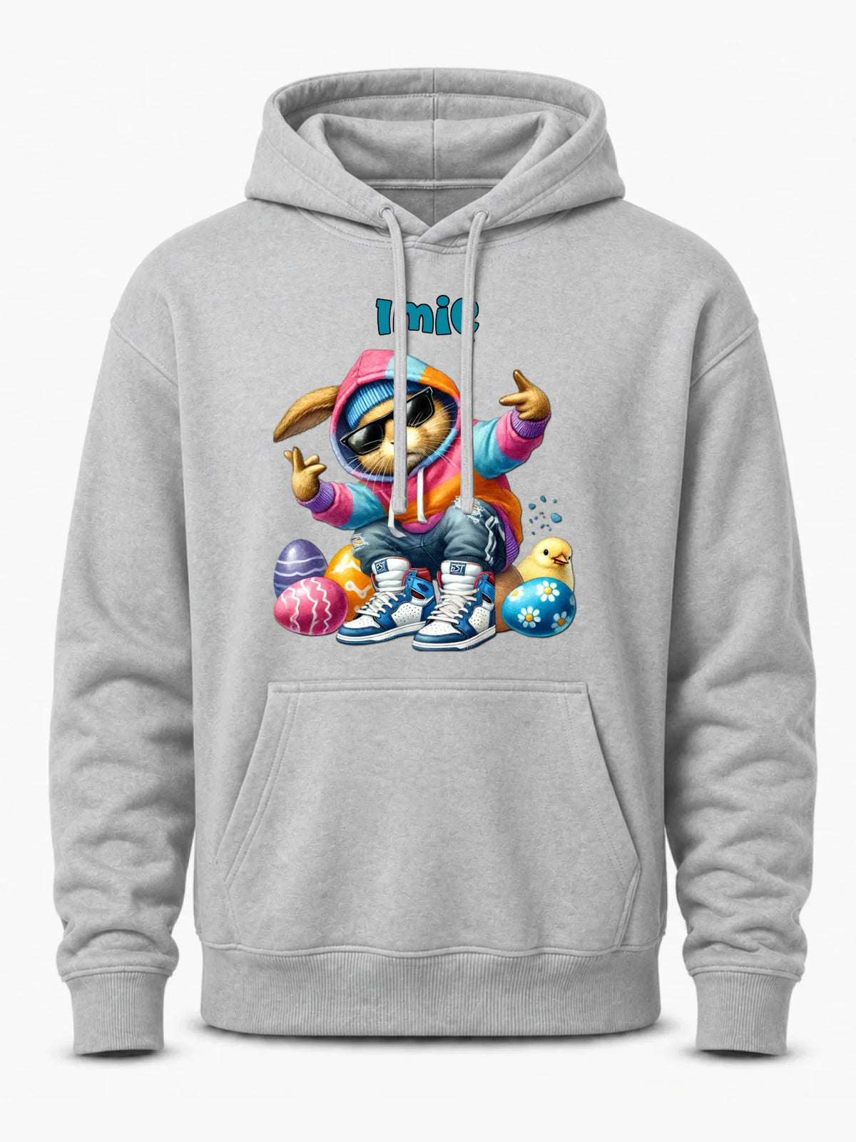 Bluza męska z kapturem na Wielkanoc - Sigma Zając w pisankach - Prezent personalizowany WN04