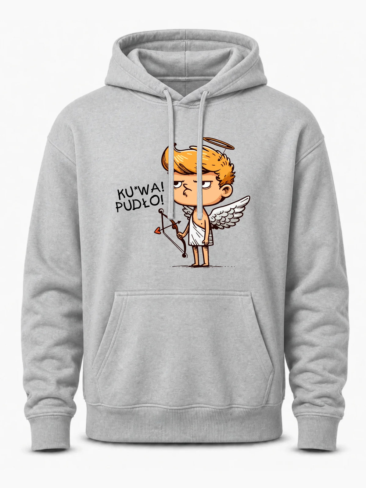 Bluza męska z kapturem - Aniołek z łukiem ku*wa pudło - bez cenzury W56