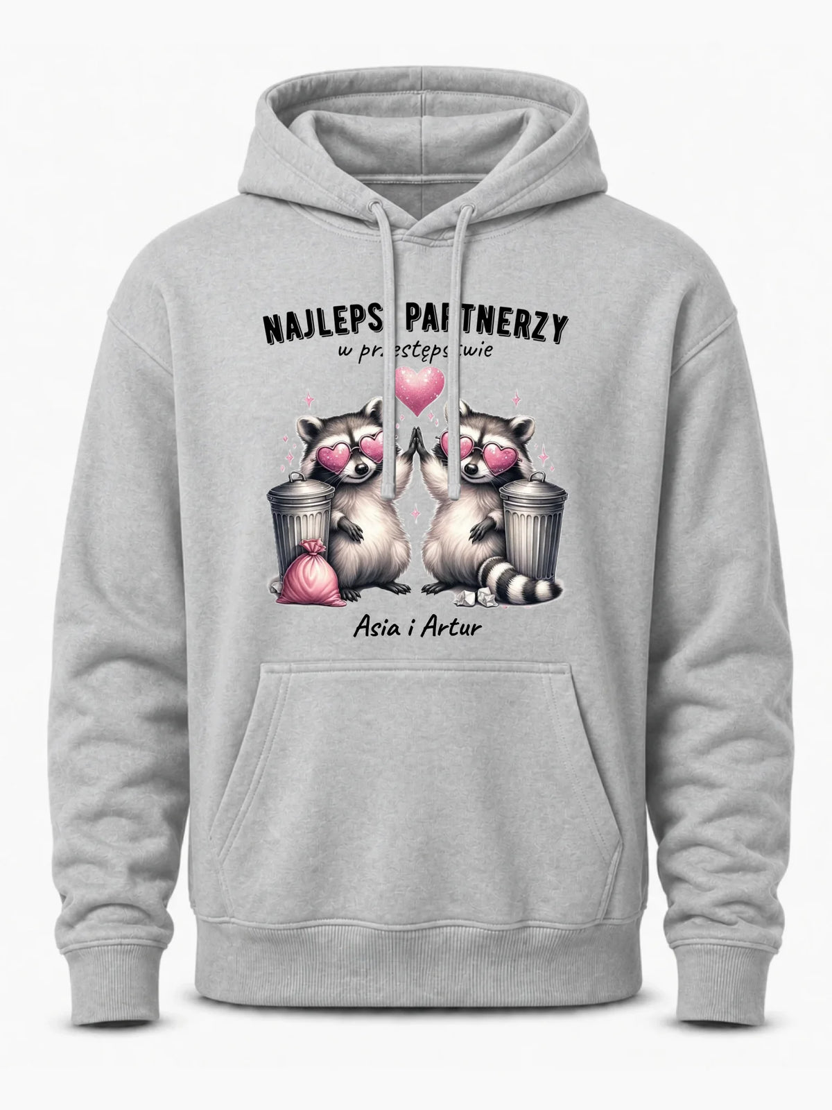 Bluza męska z kapturem dla par - Najlepsi partnerzy w przestępstwie - personalizowana W27