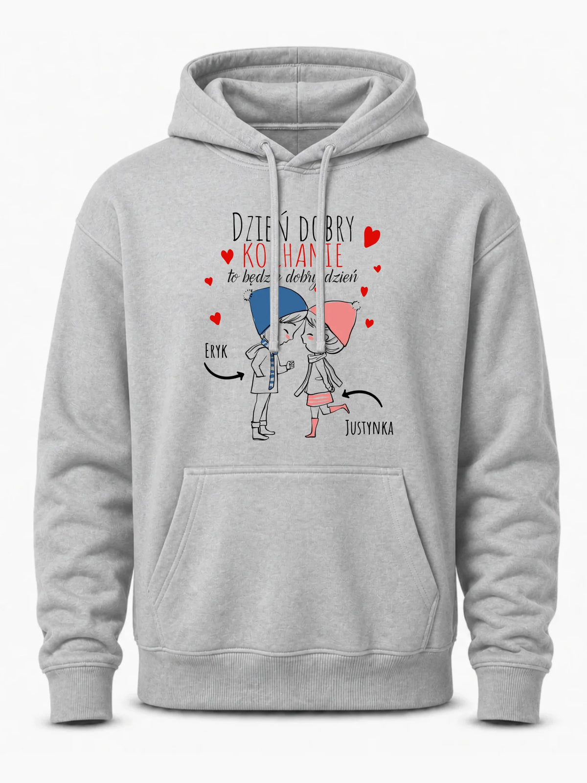 Bluza męska z kapturem dla par - Dzień dobry Kochanie - personalizowana W10
