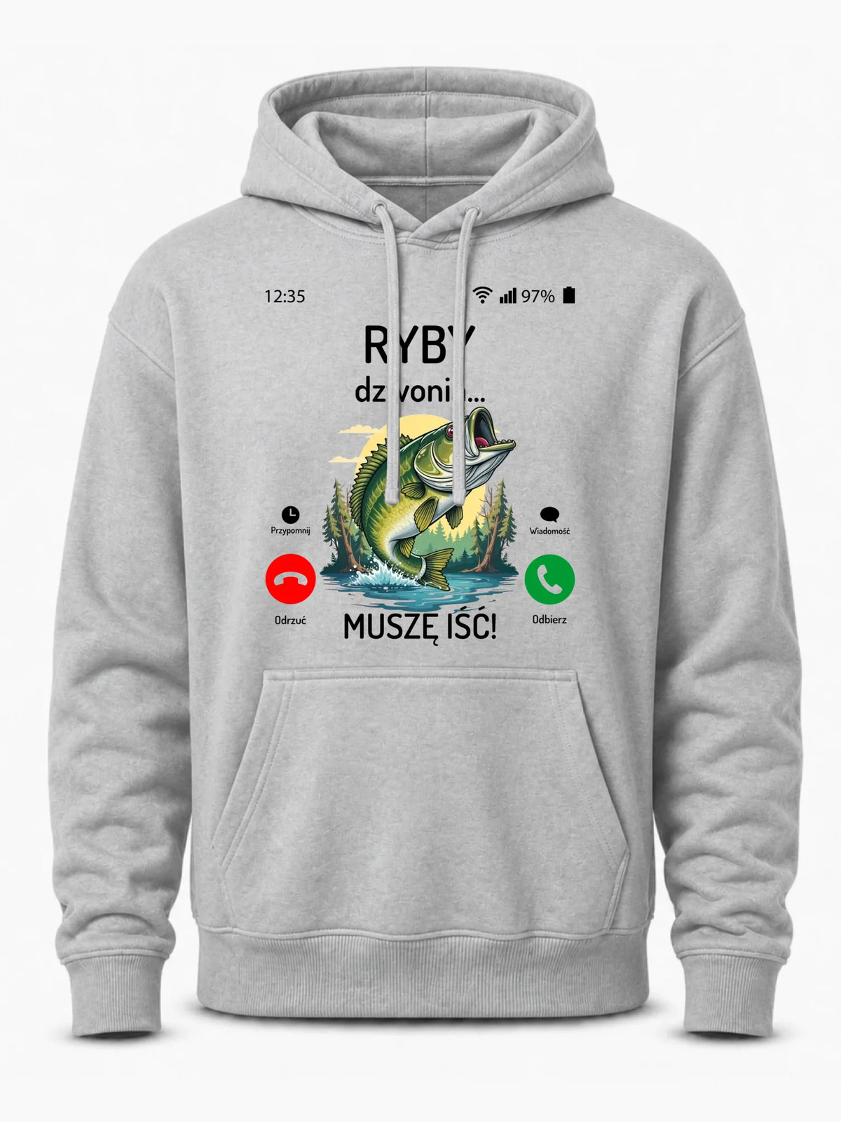 Bluza z kapturem dla dziadka wędkarza - Ryby dzwonią muszę iść D37