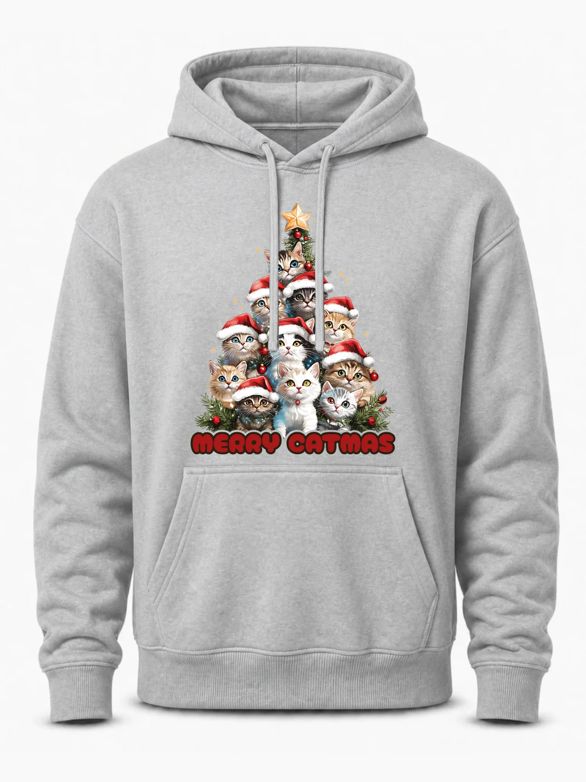 Bluza męska z kapturem świąteczna - Kocia choinka Merry Catmas BN20