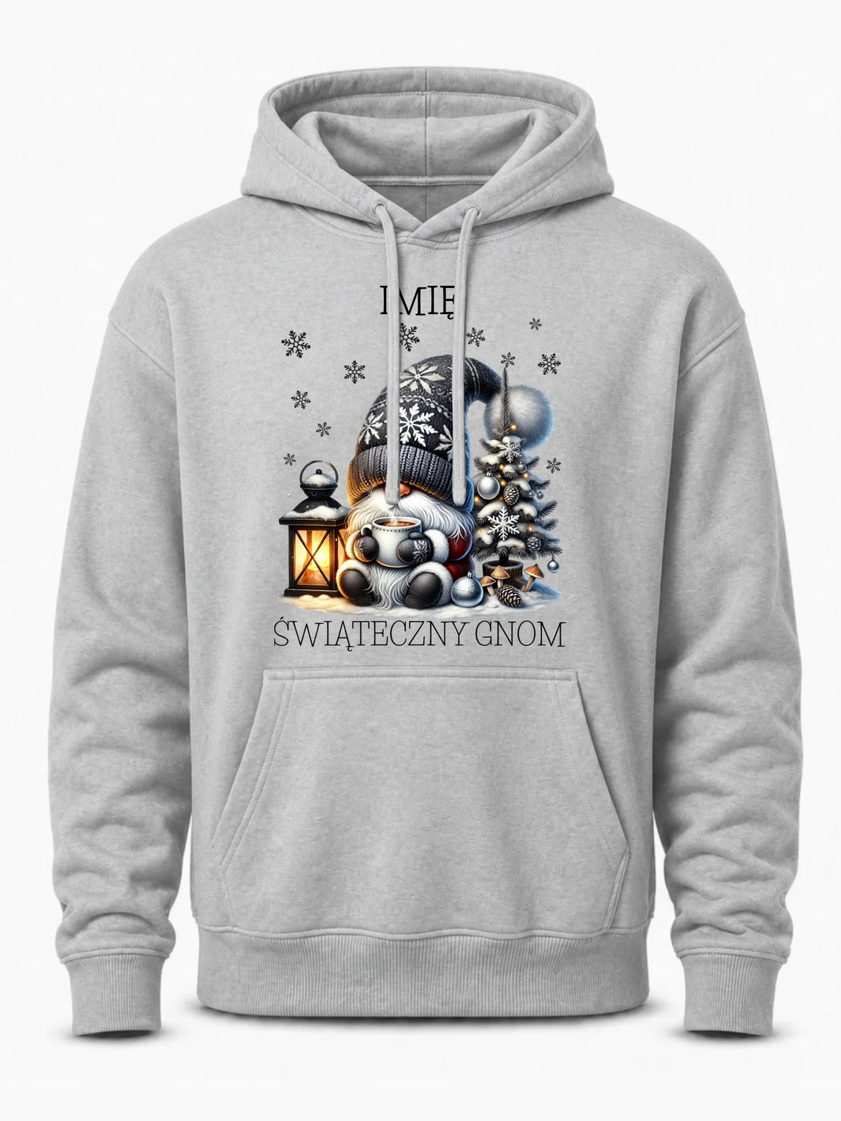 Bluza męska z kapturem świąteczna - Gnom z czekoladą - personalizowana BN41