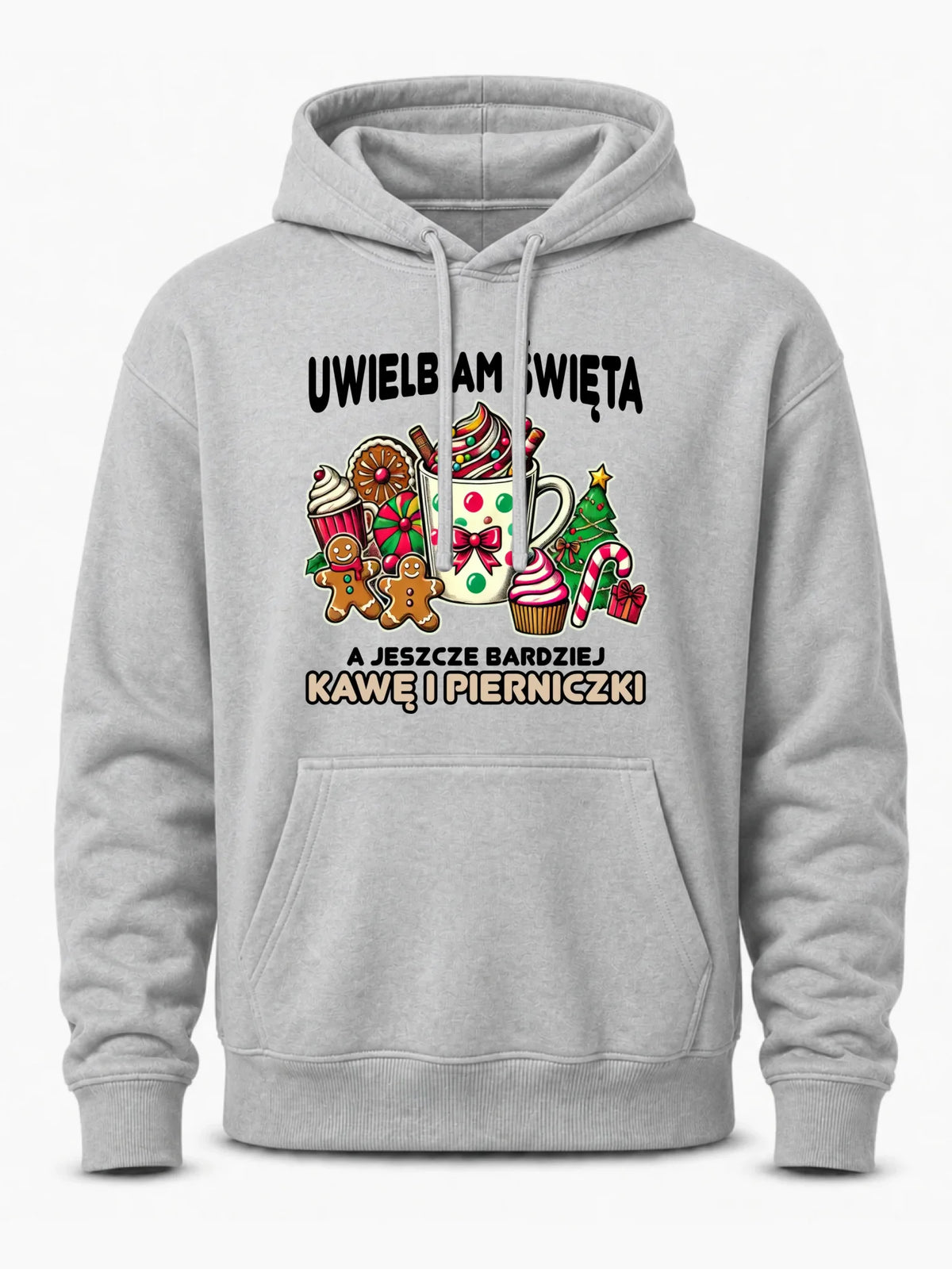 Bluza męska z kapturem świąteczna - Uwielbiam święta kawę i pierniczki BN47