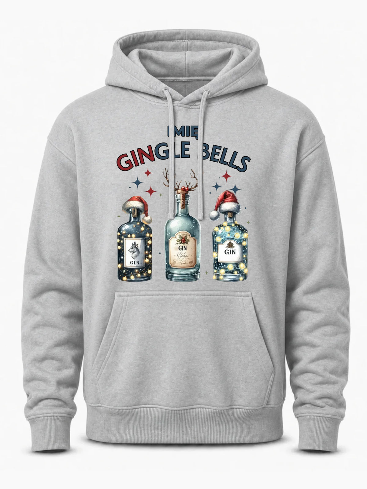 Bluza męska z kapturem świąteczna - Gin Gingle bells - personalizowana BN68