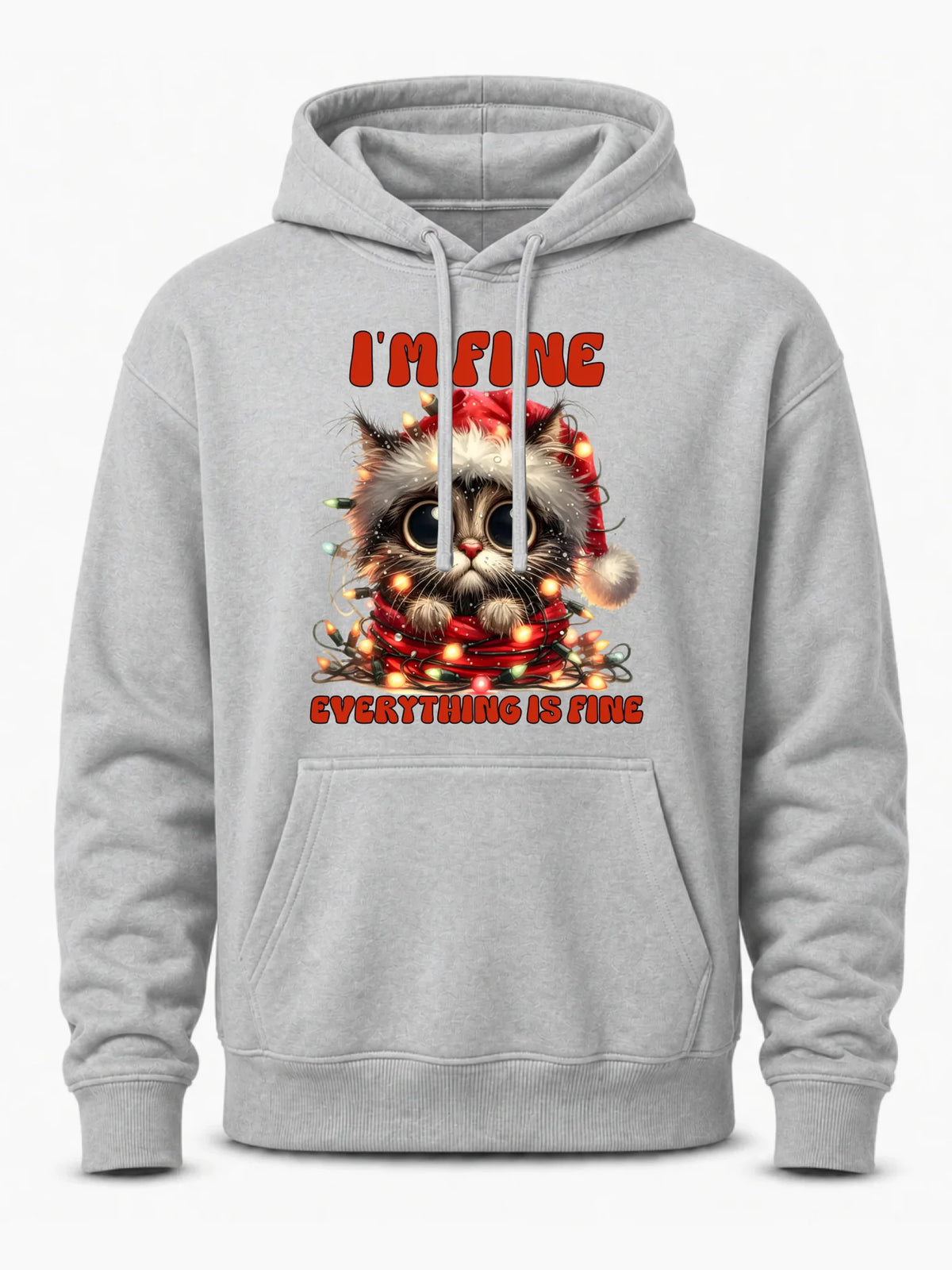 Bluza męska z kapturem świąteczna - Kotek I'm fine everything is fine BN67