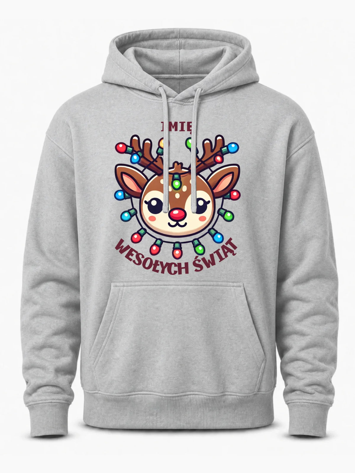 Bluza męska z kapturem świąteczna - Renifer Wesołych Świąt - personalizowana BN72