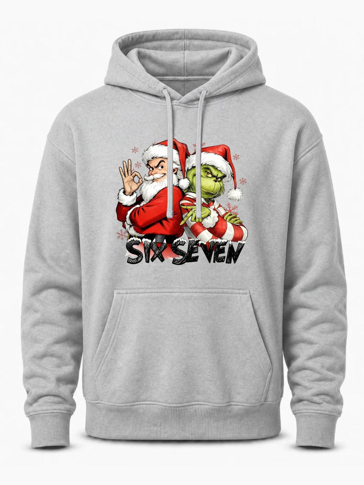 Bluza męska z kapturem świąteczna - Mikołaj i Grinch six seven 67 BN148