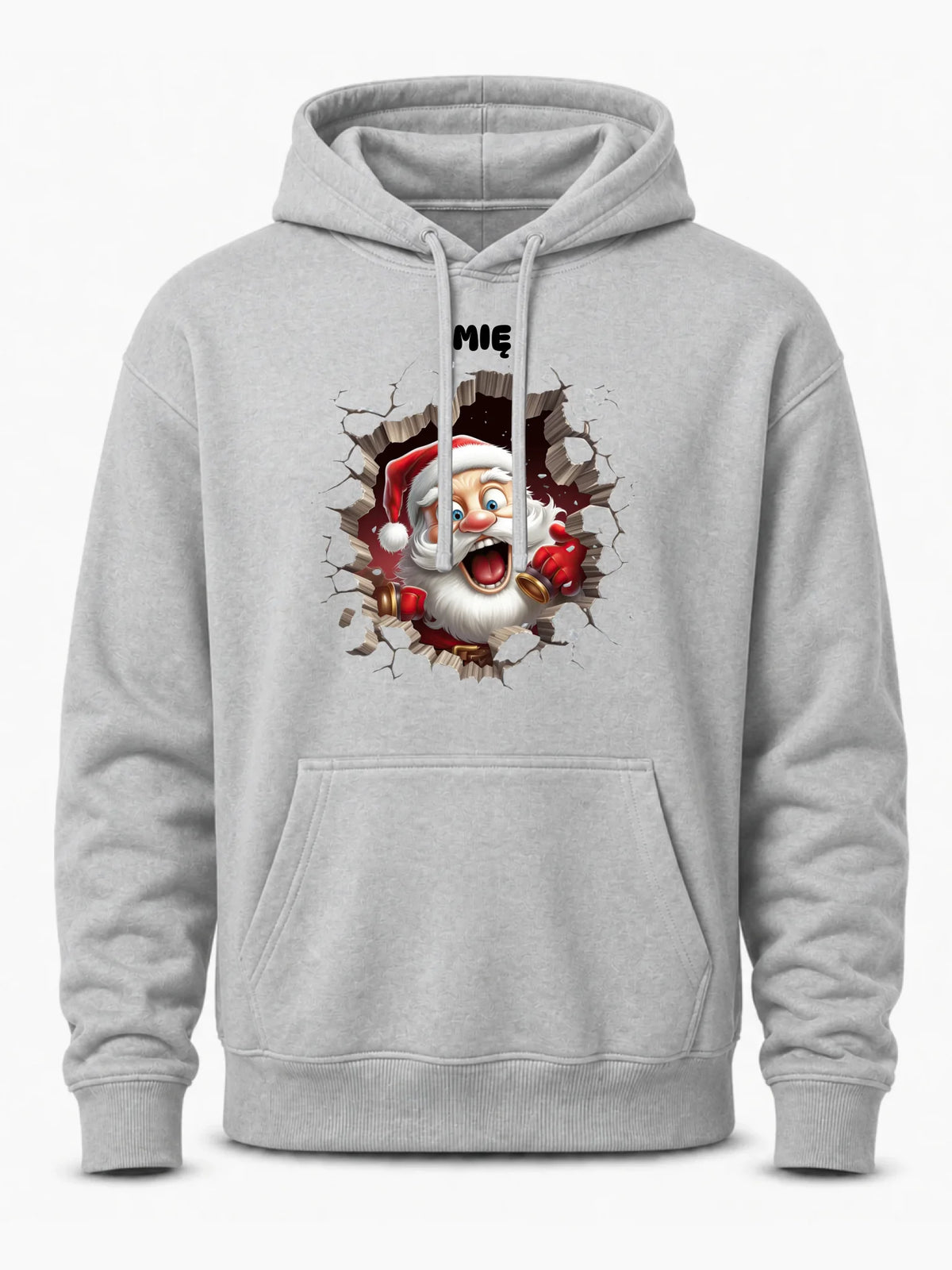 Bluza męska z kapturem świąteczna - Mikołaj 3D - personalizowana BN85