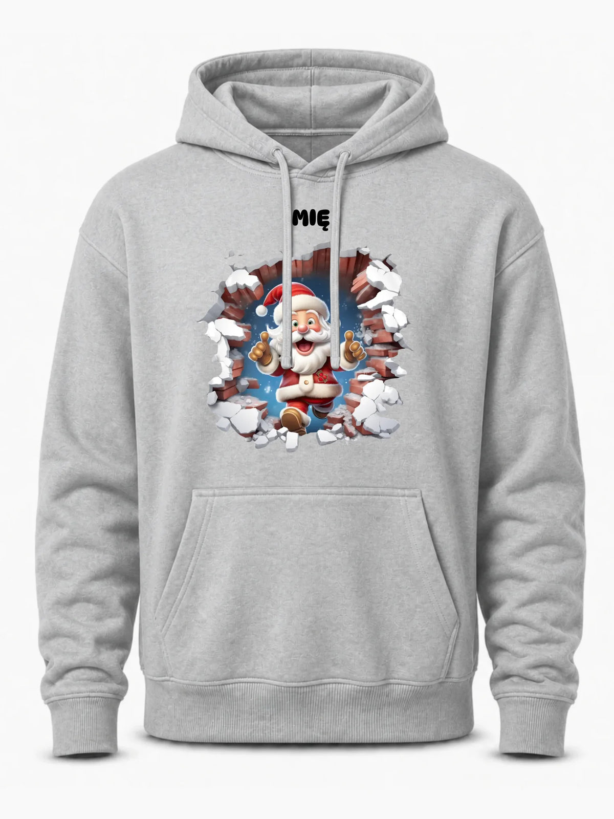 Bluza męska z kapturem świąteczna - Mikołaj 3D - personalizowana BN83