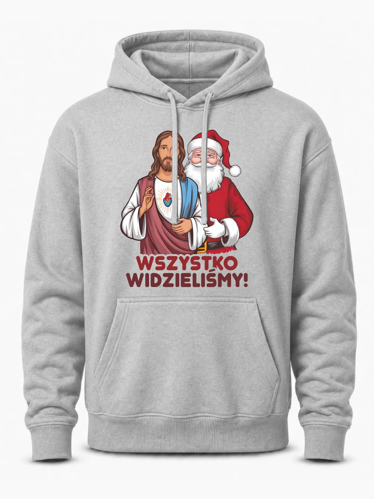 Bluza męska z kapturem świąteczna - Jezus i Mikołaj Wszystko widzieliśmy BN89