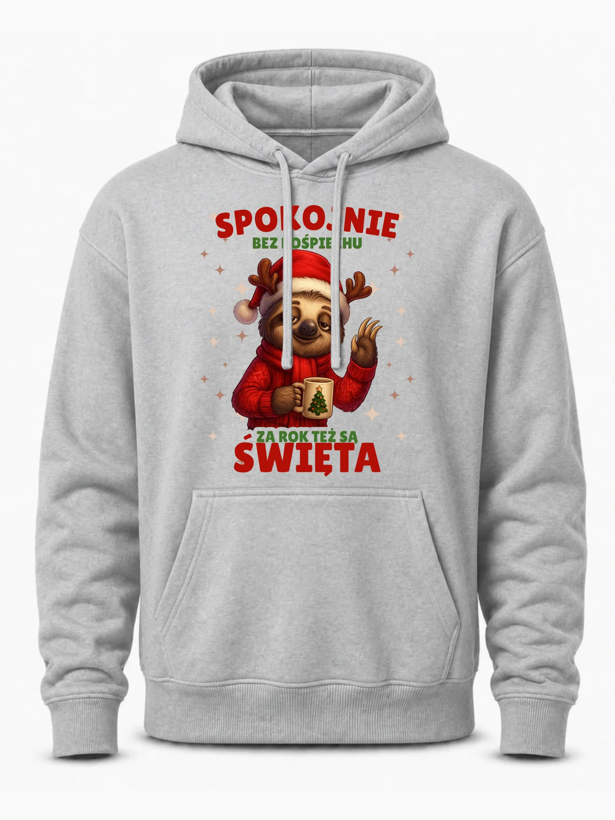 Bluza męska z kapturem świąteczna - Leniwiec Za rok też są święta BN92