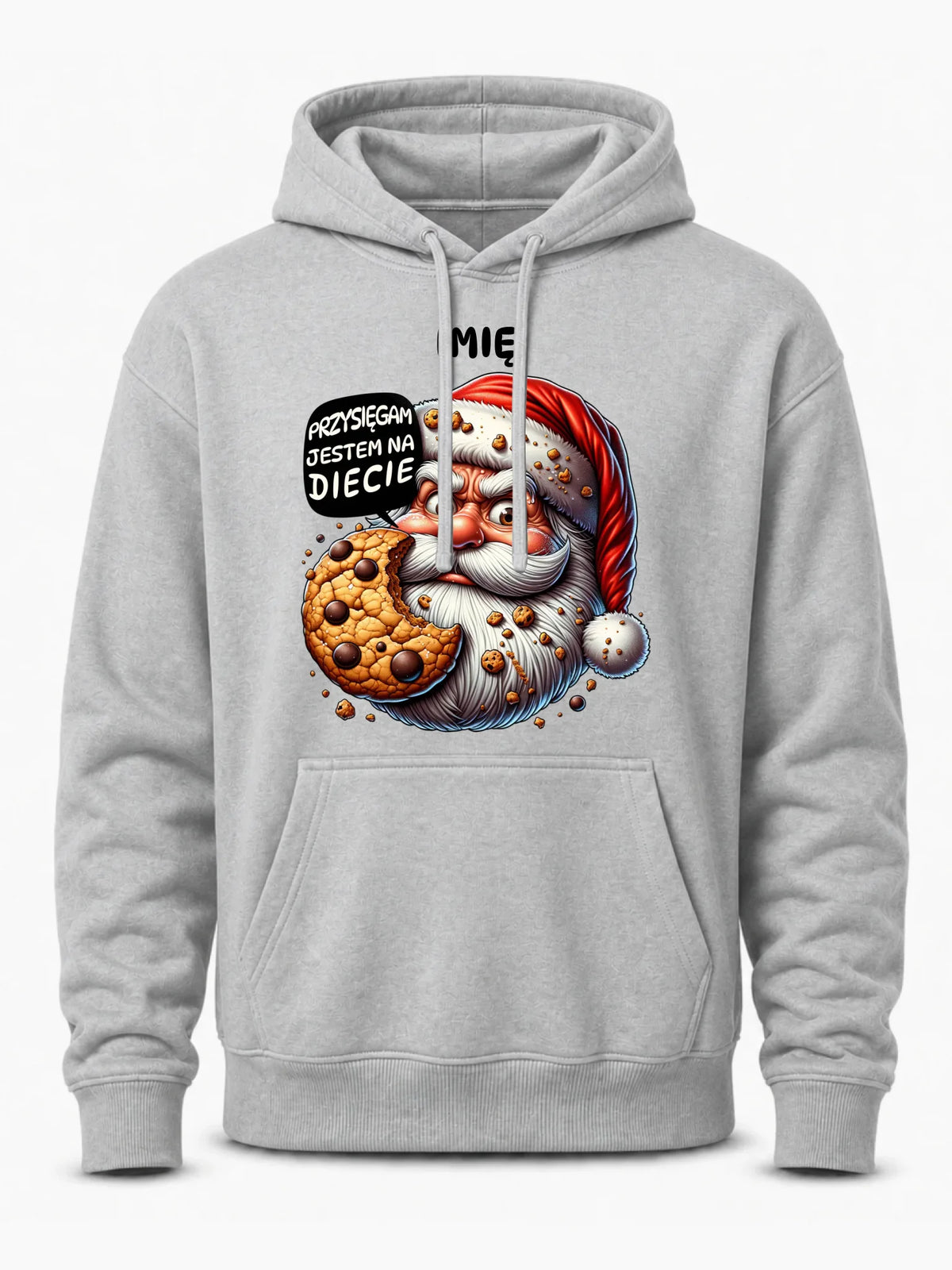 Bluza męska z kapturem świąteczna - Mikołaj Przysięgam jestem na diecie - personalizowana BN97