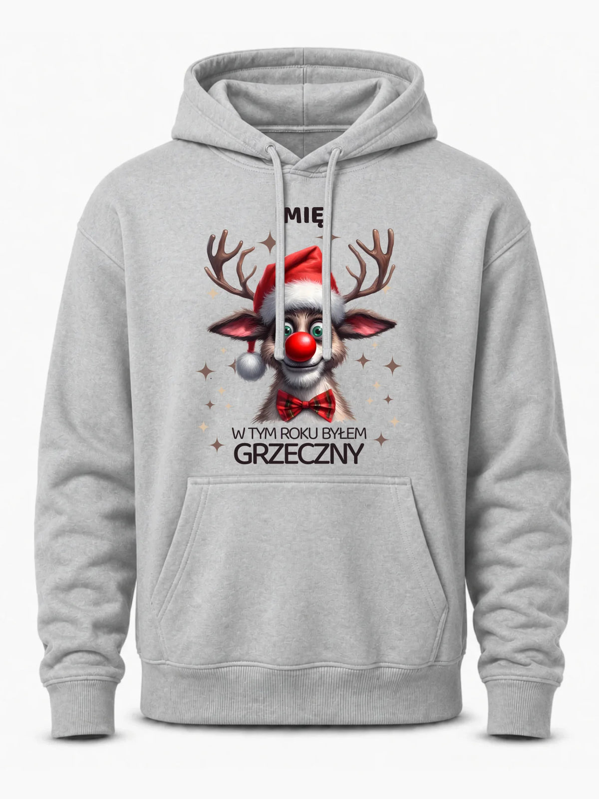 Bluza męska z kapturem świąteczna - Renifer W tym roku byłem grzeczny - personalizowana BN96