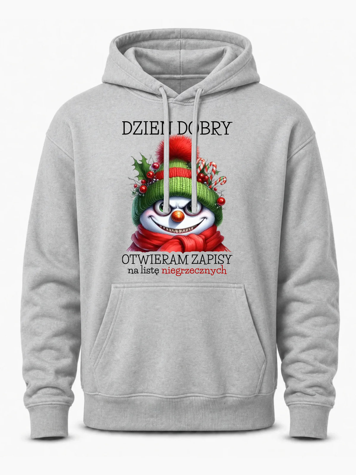 Bluza męska z kapturem świąteczna - Niegrzeczny bałwan - Dzień dobry otwieram zapisy na listę BN121