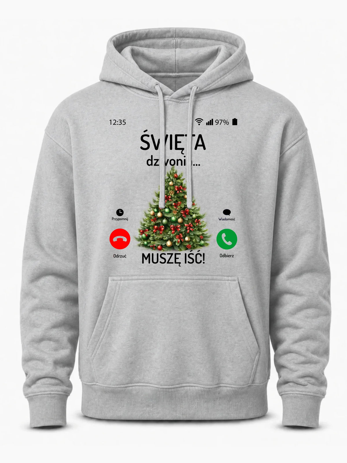 Bluza męska z kapturem świąteczna - Choinka Święta dzwonią muszę iść BN124