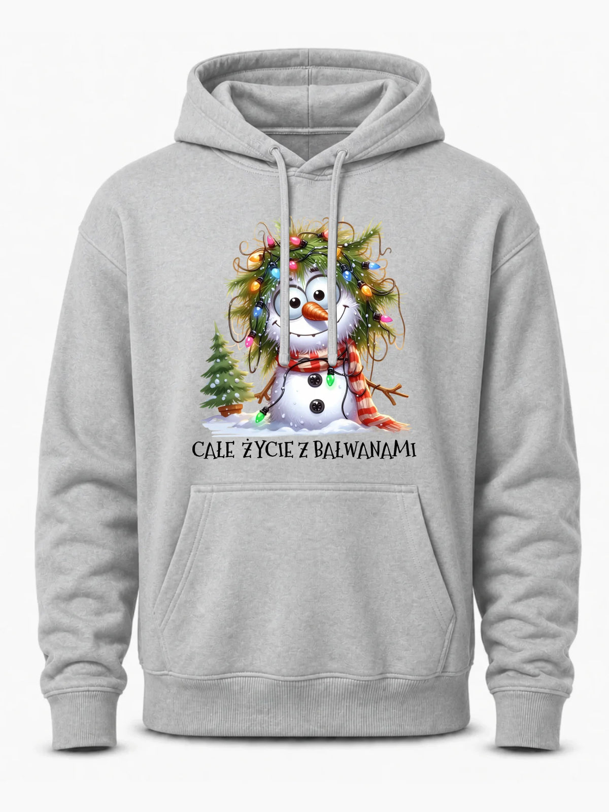 Bluza męska z kapturem świąteczna - Całe życie z bałwanami BN125